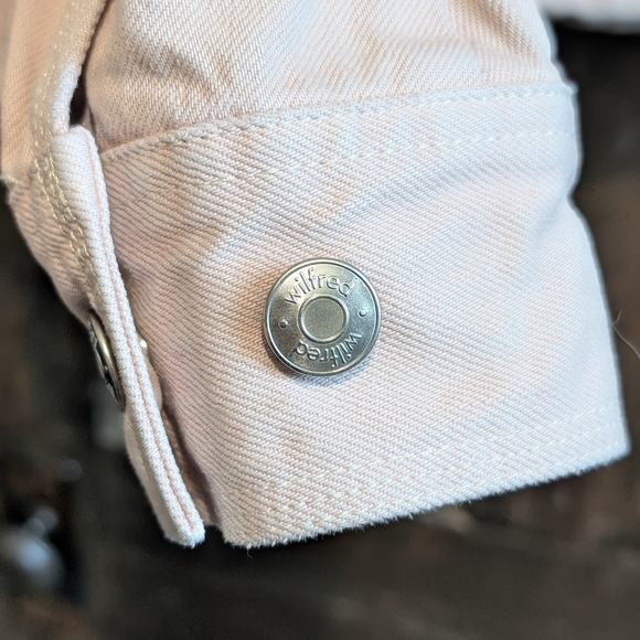 Wilfred Blush Pink Minimalist Cropped Denim Jacket, Size XXS - Picture 13 of 13